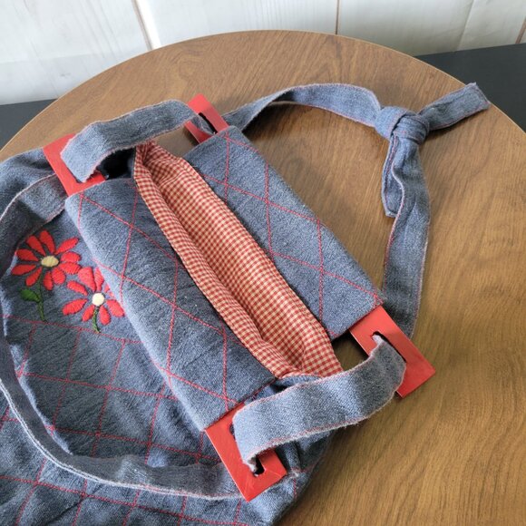 Vintage 1970’s Handmade Reversible Denim Handbag Purse. Medium blue quilted - Picture 6 of 12